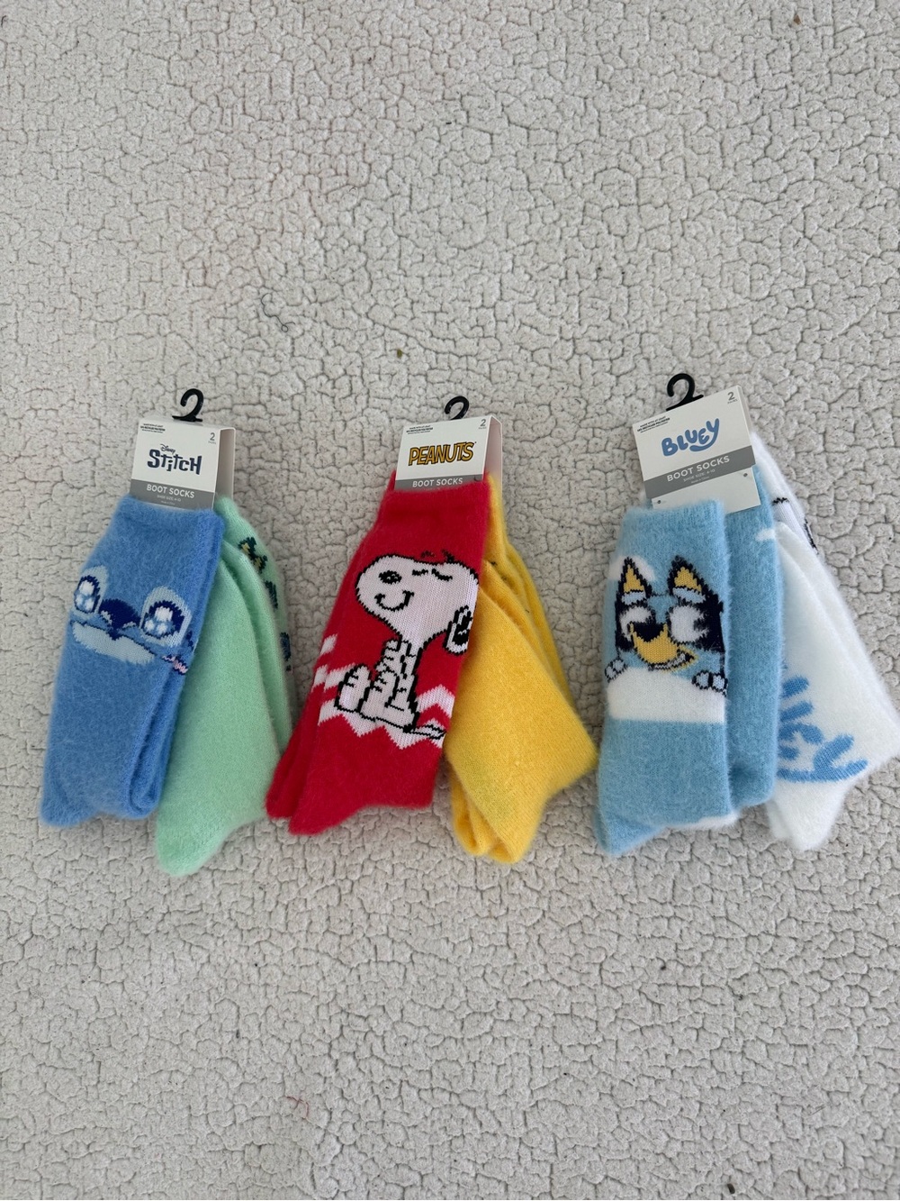 New womens sz 4-10 Disney Character Boot Socks Stitch, Peanut, Bluey
